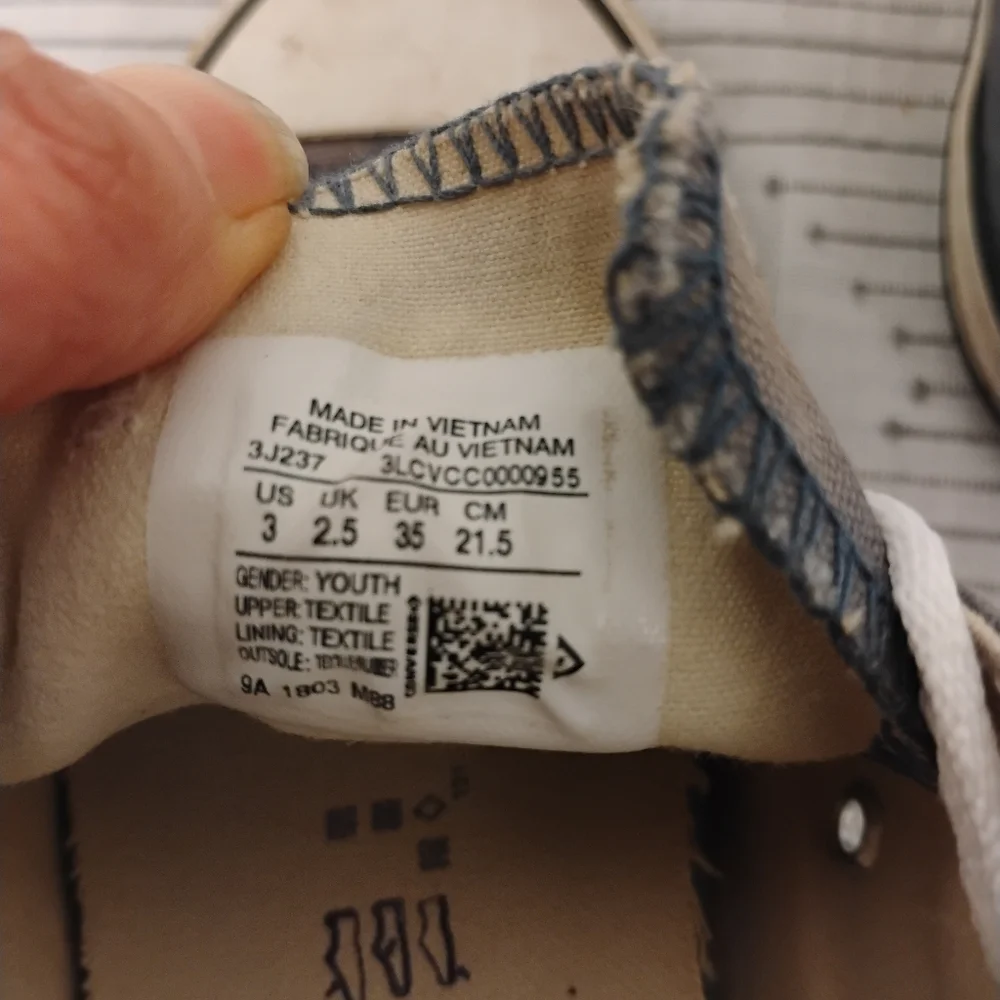 Converse Chuck Taylor Youth Blue Gray Low Top Canvas Sneakers Kids Size 3
